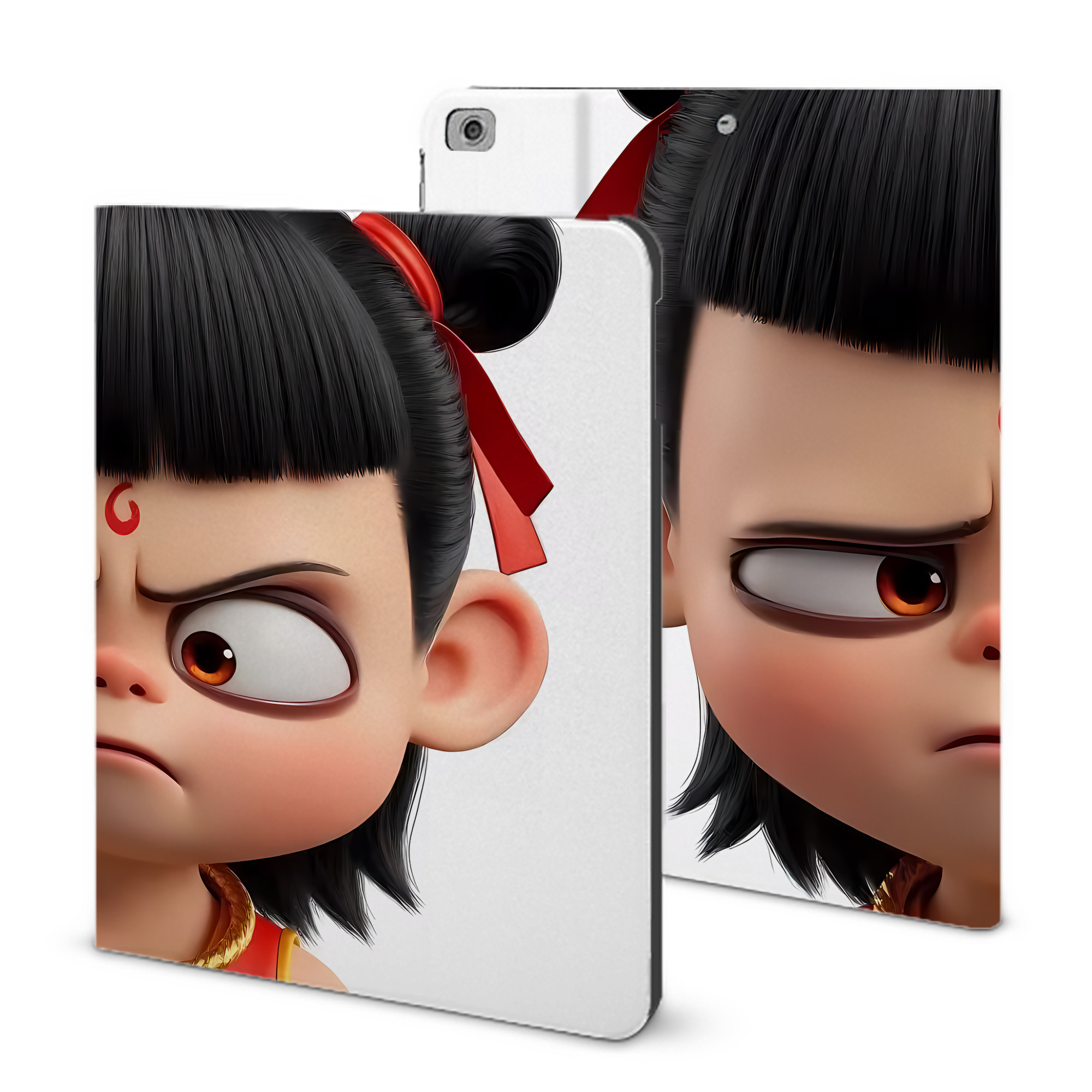 （画像用） Ne Zha 2 ナタ 魔童の大暴れ IPad ケース ブック型 PUレザー TPU 耐衝撃 軽量 薄型 ペン収納なし 全面保護 IPad 各モデル対応